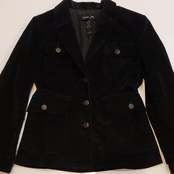 London Jean Black Velvet blazer with bronze buttons - Picture 5 of 15